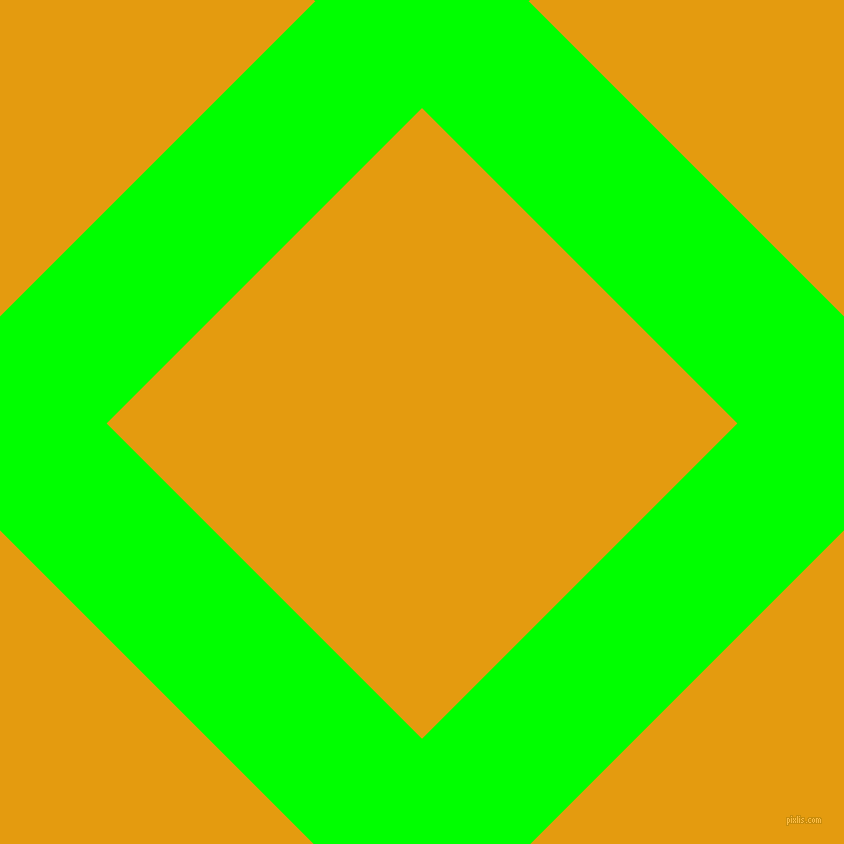 45/135 degree angle diagonal checkered chequered lines, 151 pixel line width, 446 pixel square size, Lime and Gamboge plaid checkered seamless tileable