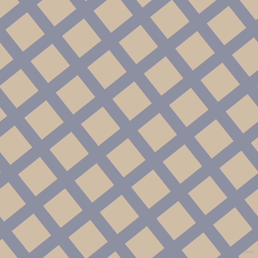 39/129 degree angle diagonal checkered chequered lines, 39 pixel lines width, 90 pixel square size, Manatee and Soft Amber plaid checkered seamless tileable