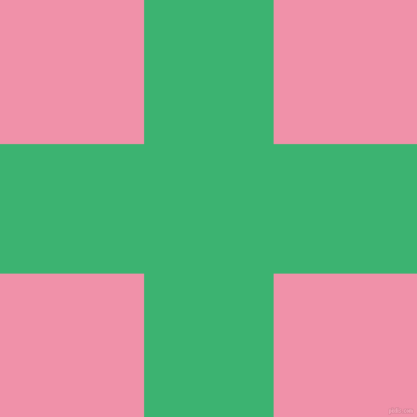 checkered chequered horizontal vertical lines, 187 pixel line width, 415 pixel square size, Medium Sea Green and Mauvelous plaid checkered seamless tileable