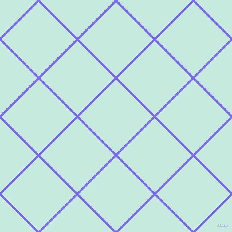 45/135 degree angle diagonal checkered chequered lines, 7 pixel lines width, 171 pixel square size, Medium Slate Blue and Mint Tulip plaid checkered seamless tileable