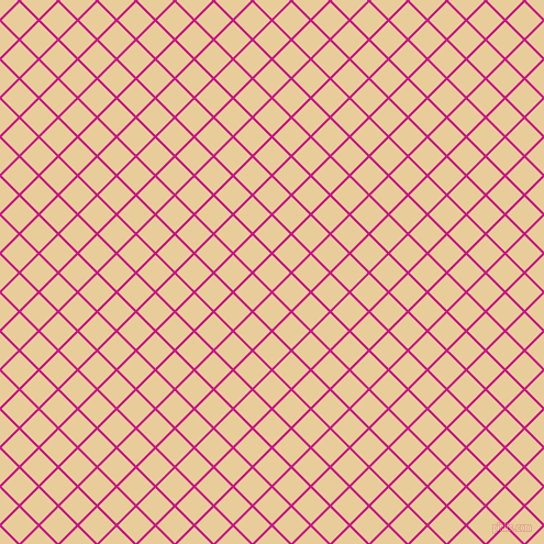 45/135 degree angle diagonal checkered chequered lines, 2 pixel lines width, 23 pixel square size, Medium Violet Red and Chamois plaid checkered seamless tileable