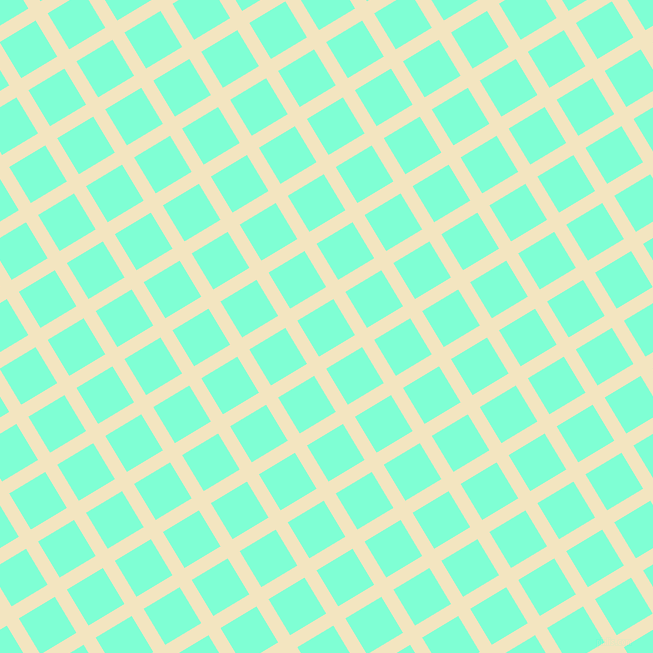 31/121 degree angle diagonal checkered chequered lines, 14 pixel line width, 42 pixel square size, Milk Punch and Aquamarine plaid checkered seamless tileable