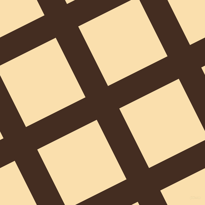27/117 degree angle diagonal checkered chequered lines, 86 pixel lines width, 228 pixel square size, Morocco Brown and Peach-Yellow plaid checkered seamless tileable