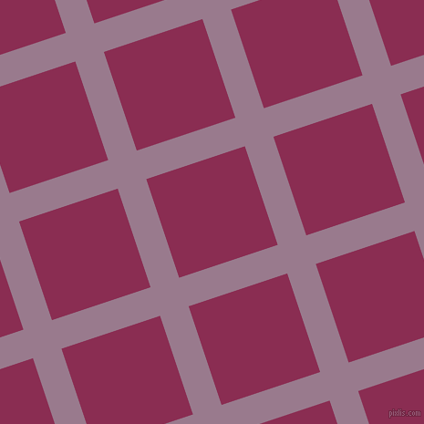 18/108 degree angle diagonal checkered chequered lines, 33 pixel line width, 114 pixel square size, Mountbatten Pink and Rose Bud Cherry plaid checkered seamless tileable
