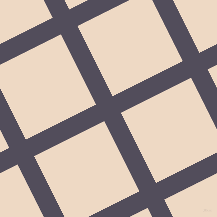27/117 degree angle diagonal checkered chequered lines, 70 pixel line width, 297 pixel square size, Mulled Wine and Almond plaid checkered seamless tileable