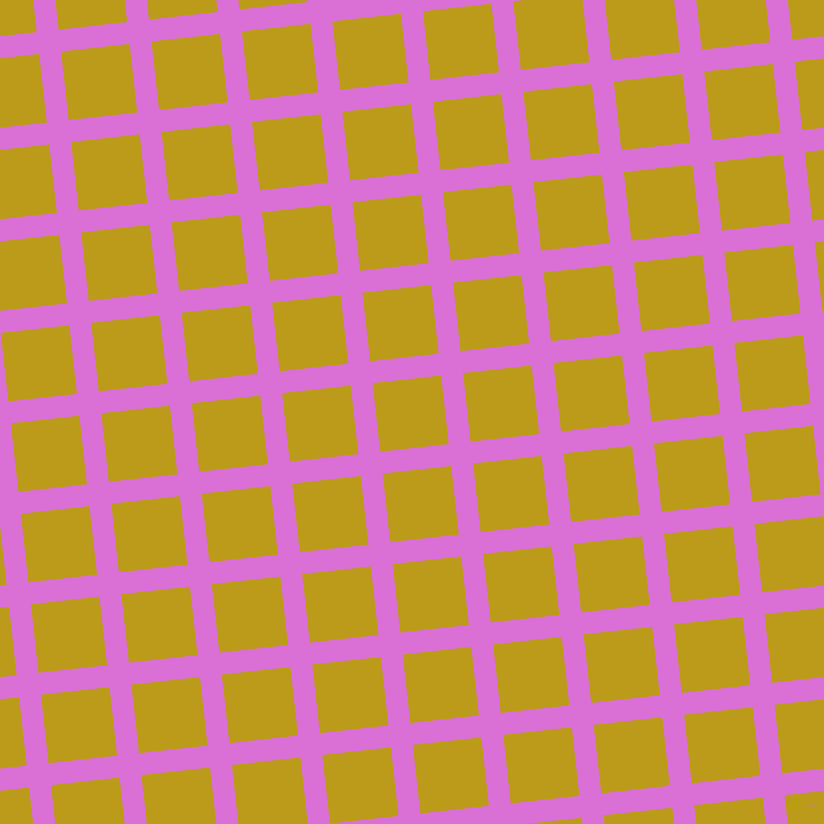 6/96 degree angle diagonal checkered chequered lines, 22 pixel line width, 69 pixel square size, Orchid and Buddha Gold plaid checkered seamless tileable