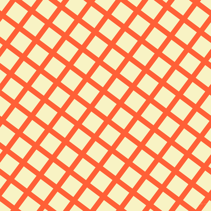 53/143 degree angle diagonal checkered chequered lines, 18 pixel lines width, 55 pixel square size, Outrageous Orange and Corn Field plaid checkered seamless tileable