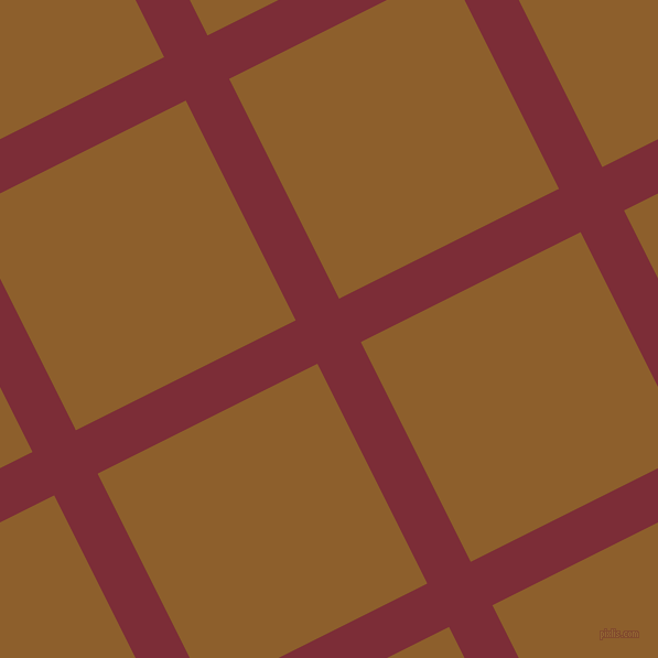 27/117 degree angle diagonal checkered chequered lines, 44 pixel line width, 223 pixel square size, Paprika and Rusty Nail plaid checkered seamless tileable