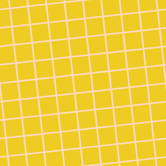 6/96 degree angle diagonal checkered chequered lines, 7 pixel lines width, 68 pixel square size, Peach Puff and Broom plaid checkered seamless tileable