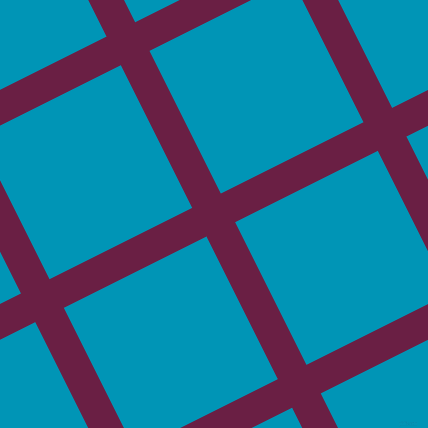 27/117 degree angle diagonal checkered chequered lines, 64 pixel line width, 319 pixel square size, Pompadour and Bondi Blue plaid checkered seamless tileable