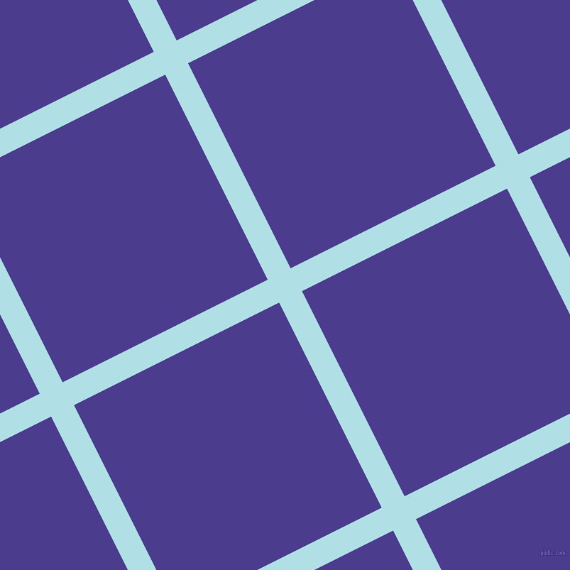27/117 degree angle diagonal checkered chequered lines, 36 pixel line width, 323 pixel square size, Powder Blue and Blue Gem plaid checkered seamless tileable