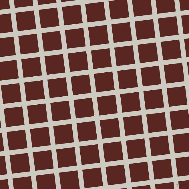 7/97 degree angle diagonal checkered chequered lines, 17 pixel line width, 65 pixel square size, Quill Grey and Caput Mortuum plaid checkered seamless tileable