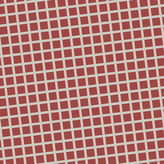 7/97 degree angle diagonal checkered chequered lines, 10 pixel line width, 32 pixel square size, Quill Grey and Roof Terracotta plaid checkered seamless tileable