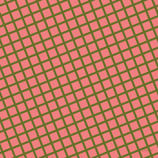 22/112 degree angle diagonal checkered chequered lines, 7 pixel lines width, 26 pixel square size, Rain Forest and Light Coral plaid checkered seamless tileable