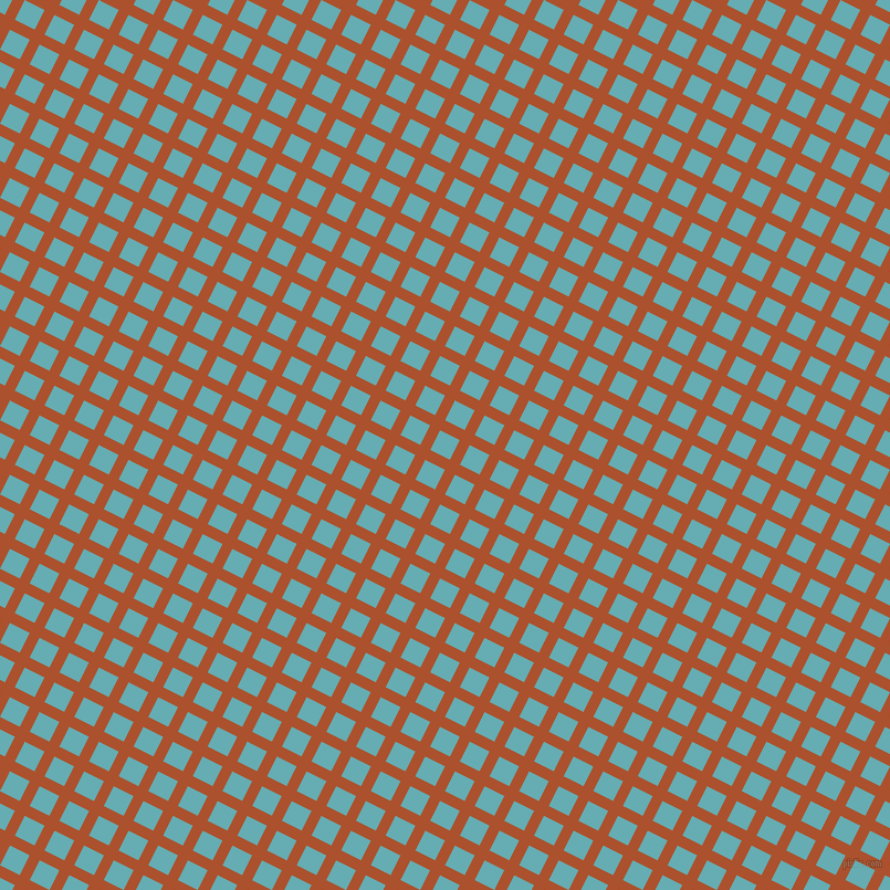 63/153 degree angle diagonal checkered chequered lines, 10 pixel line width, 20 pixel square size, Rose Of Sharon and Fountain Blue plaid checkered seamless tileable