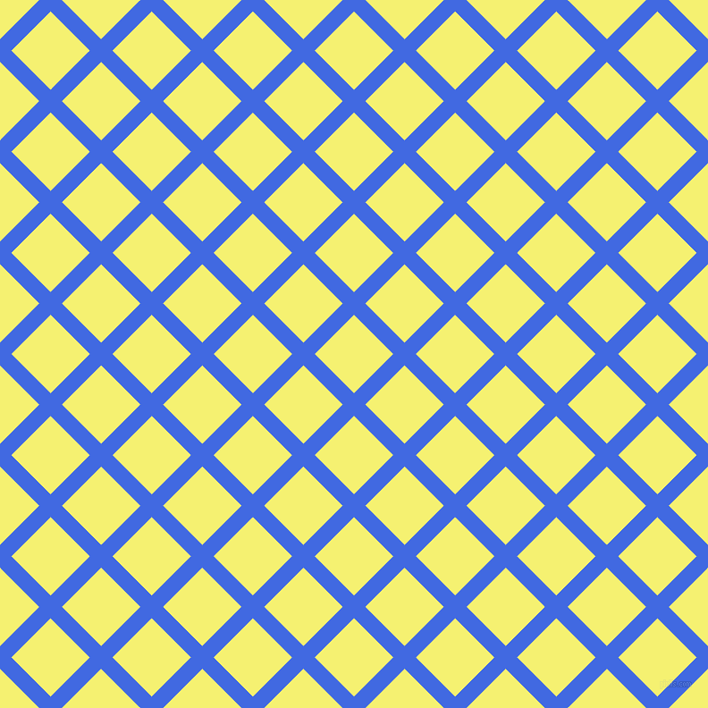 45/135 degree angle diagonal checkered chequered lines, 18 pixel lines width, 62 pixel square size, Royal Blue and Dolly plaid checkered seamless tileable