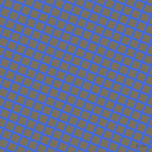 68/158 degree angle diagonal checkered chequered lines, 7 pixel line width, 25 pixel square size, Royal Blue and Pablo plaid checkered seamless tileable