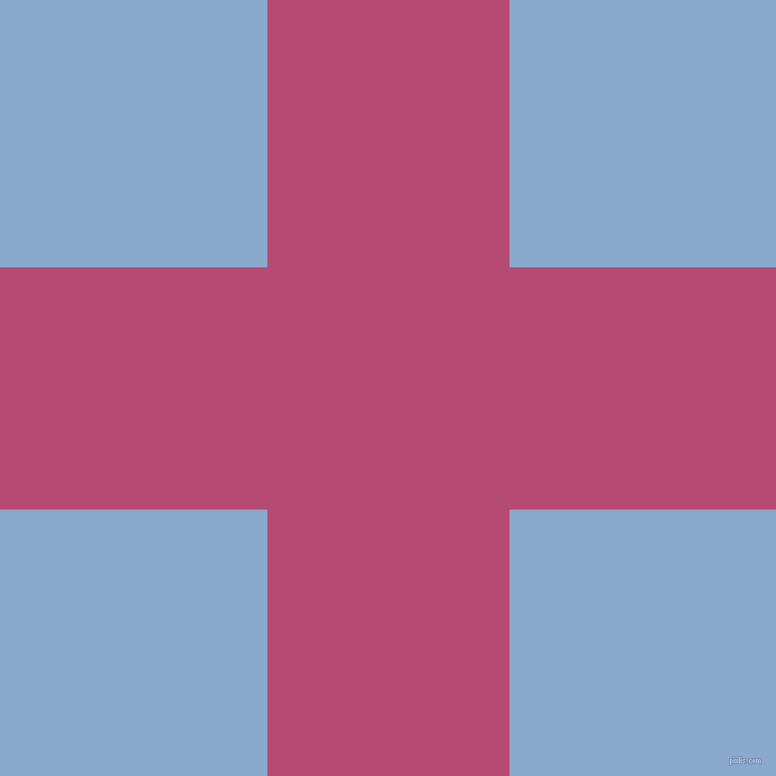 checkered chequered horizontal vertical lines, 268 pixel line width, 591 pixel square size, Royal Heath and Polo Blue plaid checkered seamless tileable