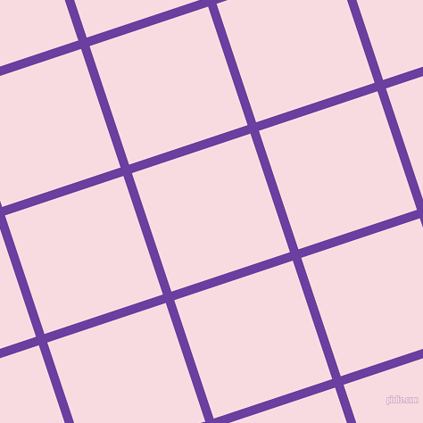 18/108 degree angle diagonal checkered chequered lines, 10 pixel line width, 140 pixel square size, Royal Purple and Carousel Pink plaid checkered seamless tileable