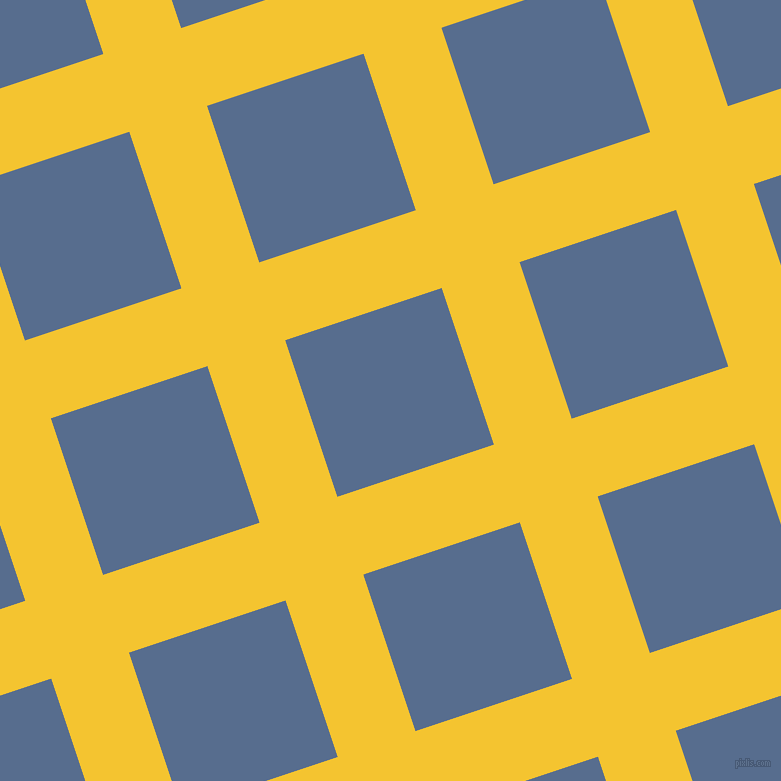 18/108 degree angle diagonal checkered chequered lines, 82 pixel line width, 165 pixel square size, Saffron and Kashmir Blue plaid checkered seamless tileable