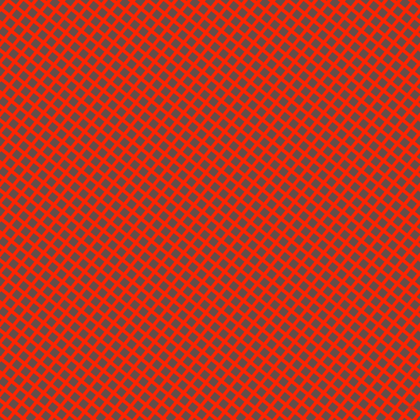 51/141 degree angle diagonal checkered chequered lines, 7 pixel line width, 15 pixel square size, Scarlet and Congo Brown plaid checkered seamless tileable