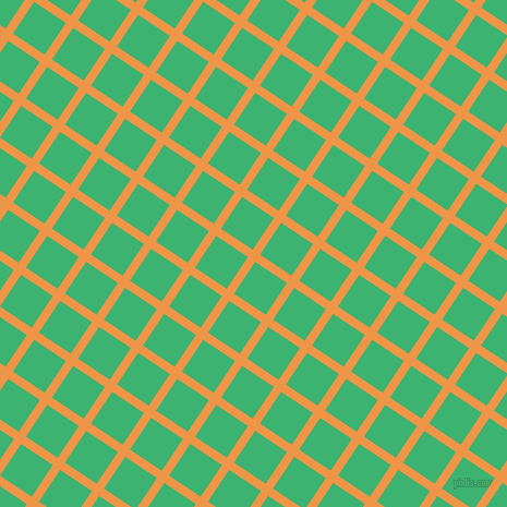 56/146 degree angle diagonal checkered chequered lines, 8 pixel line width, 35 pixel square size, Sea Buckthorn and Medium Sea Green plaid checkered seamless tileable