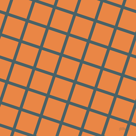 72/162 degree angle diagonal checkered chequered lines, 10 pixel lines width, 62 pixel square size, Smalt Blue and Flamenco plaid checkered seamless tileable