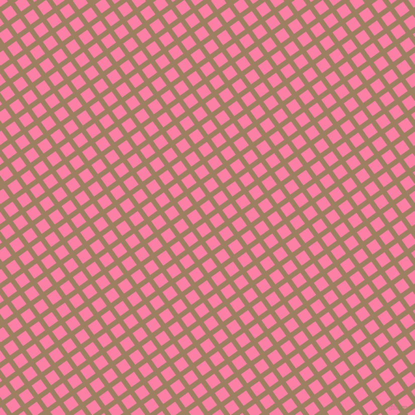 36/126 degree angle diagonal checkered chequered lines, 10 pixel lines width, 22 pixel square size, Sorrell Brown and Tickle Me Pink plaid checkered seamless tileable