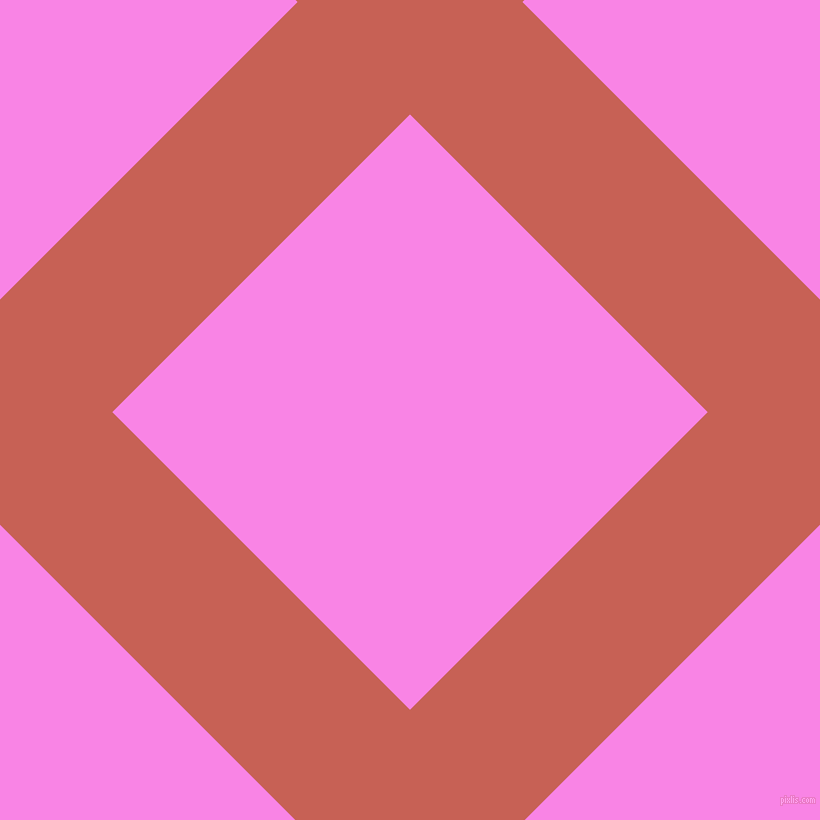 45/135 degree angle diagonal checkered chequered lines, 159 pixel line width, 421 pixel square size, Sunglo and Pale Magenta plaid checkered seamless tileable
