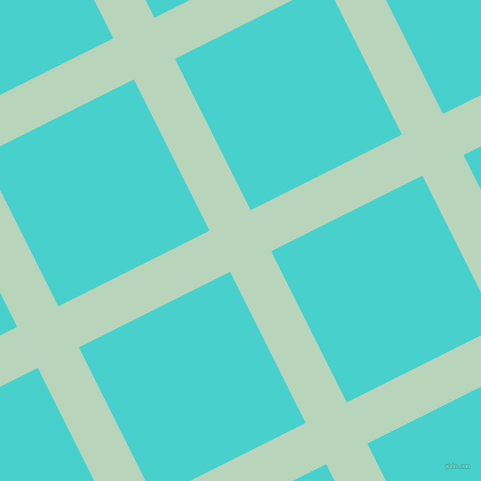 27/117 degree angle diagonal checkered chequered lines, 65 pixel line width, 239 pixel square size, Surf and Medium Turquoise plaid checkered seamless tileable