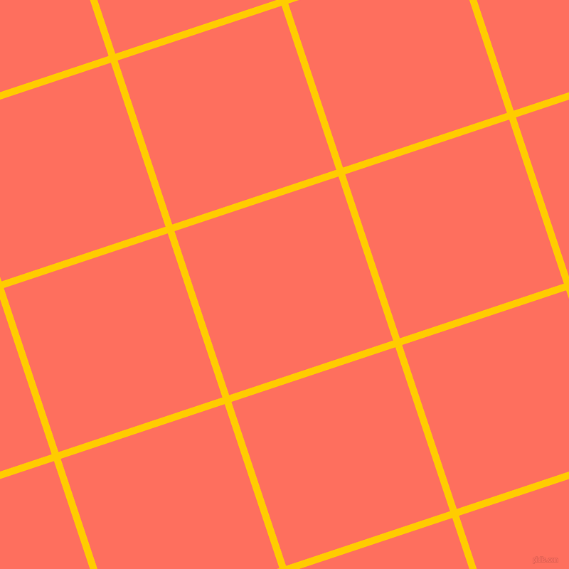 18/108 degree angle diagonal checkered chequered lines, 10 pixel line width, 243 pixel square size, Tangerine Yellow and Bittersweet plaid checkered seamless tileable