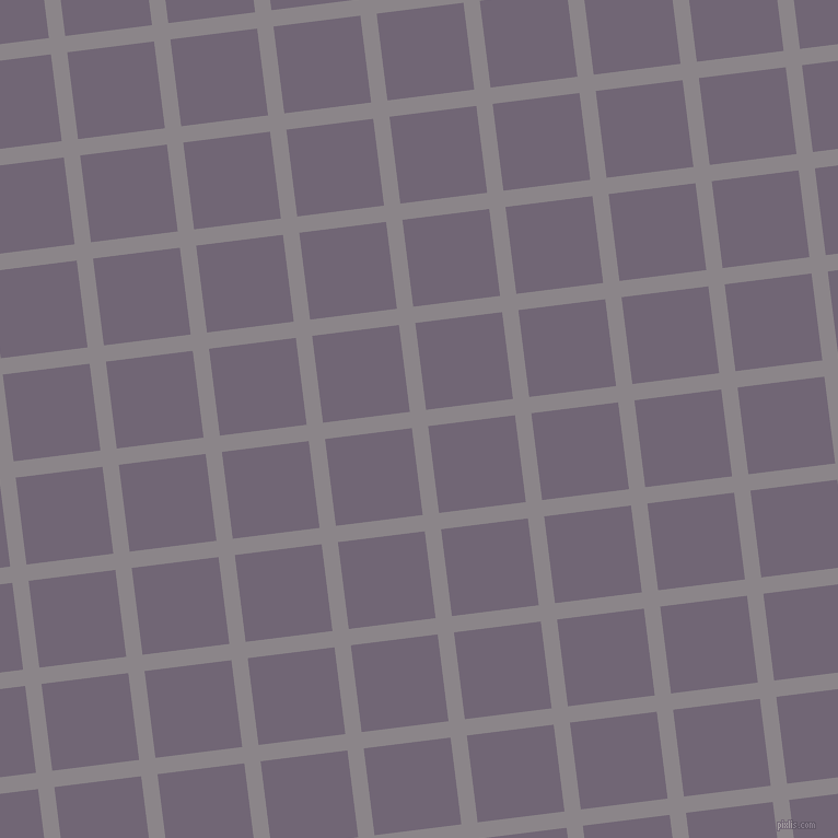 7/97 degree angle diagonal checkered chequered lines, 15 pixel lines width, 80 pixel square size, Taupe Grey and Rum plaid checkered seamless tileable