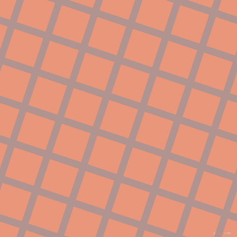 72/162 degree angle diagonal checkered chequered lines, 14 pixel line width, 60 pixel square size, Thatch and Dark Salmon plaid checkered seamless tileable