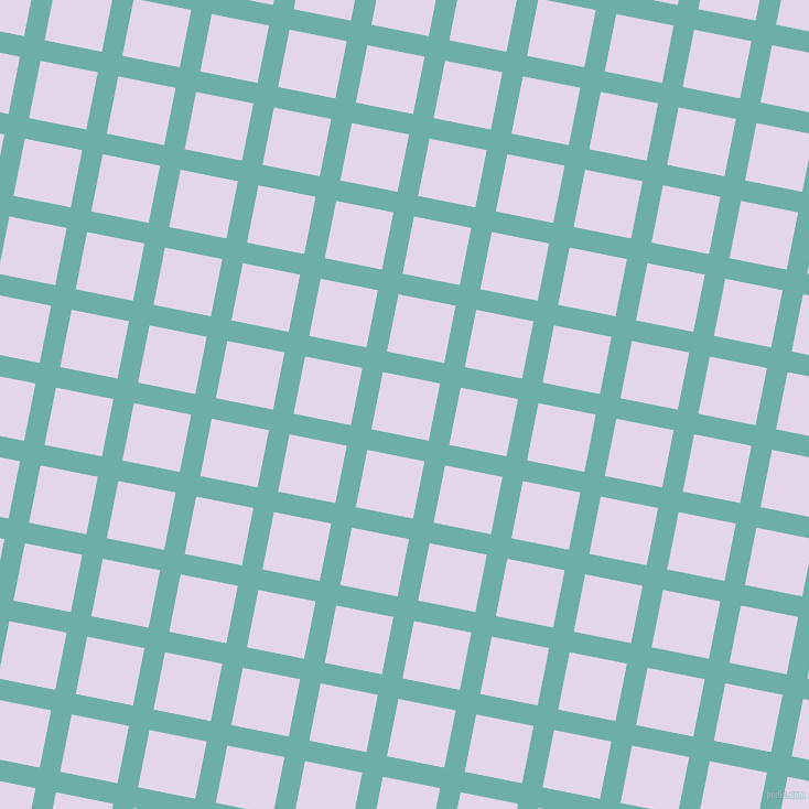 79/169 degree angle diagonal checkered chequered lines, 19 pixel lines width, 53 pixel square size, Tradewind and Blue Chalk plaid checkered seamless tileable