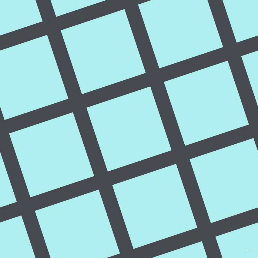 18/108 degree angle diagonal checkered chequered lines, 47 pixel lines width, 222 pixel square size, Tuna and Pale Turquoise plaid checkered seamless tileable