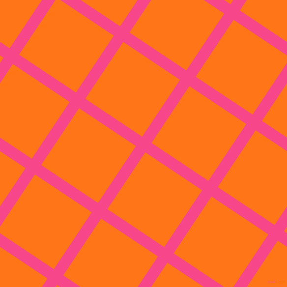56/146 degree angle diagonal checkered chequered lines, 23 pixel line width, 139 pixel square size, Violet Red and Pumpkin plaid checkered seamless tileable