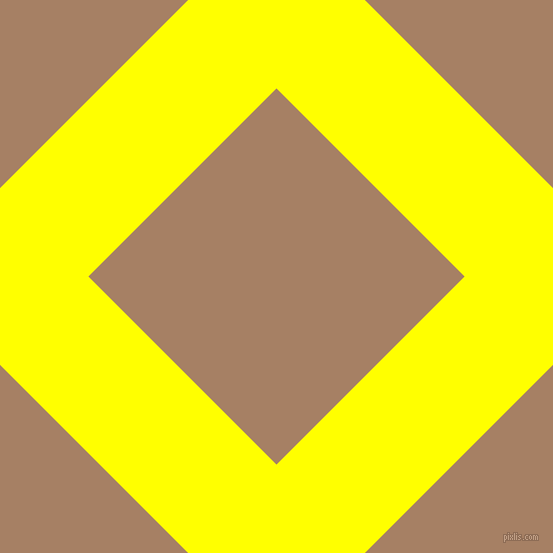 45/135 degree angle diagonal checkered chequered lines, 125 pixel line width, 266 pixel square size, Yellow and Medium Wood plaid checkered seamless tileable