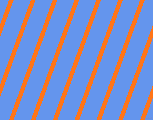 70 degree angle lines stripes, 15 pixel line width, 56 pixel line spacing, Pumpkin and Cornflower Blue stripes and lines seamless tileable