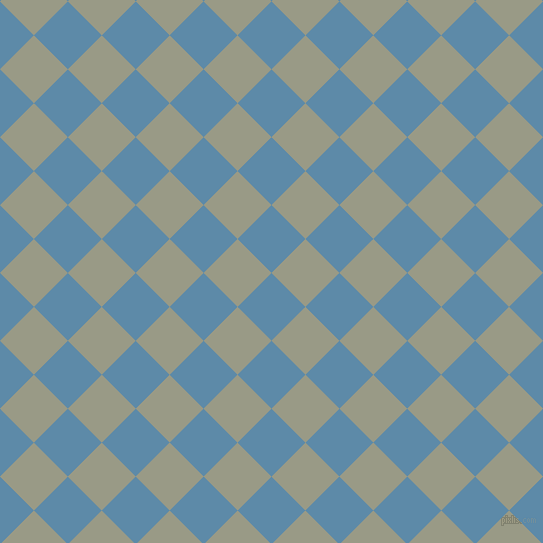 45/135 degree angle diagonal checkered chequered squares checker pattern checkers background, 48 pixel square size, Air Force Blue and Lemon Grass checkers chequered checkered squares seamless tileable