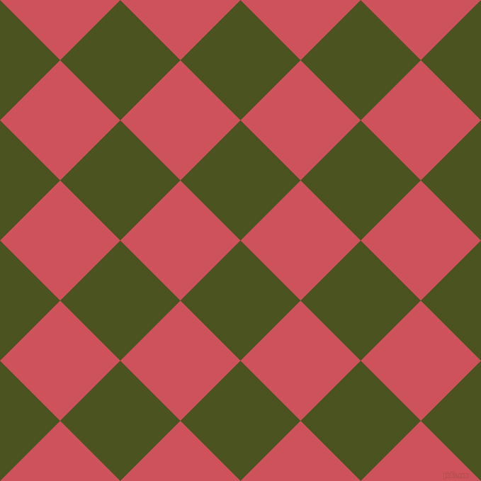 45/135 degree angle diagonal checkered chequered squares checker pattern checkers background, 120 pixel square size, , Army green and Mandy checkers chequered checkered squares seamless tileable