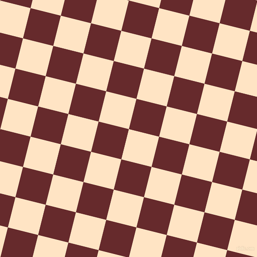 76/166 degree angle diagonal checkered chequered squares checker pattern checkers background, 62 pixel square size, , Bisque and Red Devil checkers chequered checkered squares seamless tileable