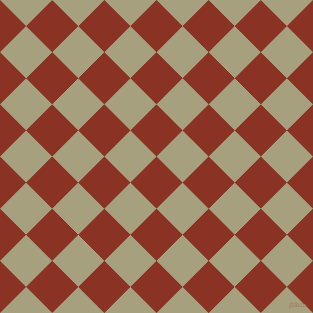 45/135 degree angle diagonal checkered chequered squares checker pattern checkers background, 74 pixel square size, , Burnt Umber and Hillary checkers chequered checkered squares seamless tileable