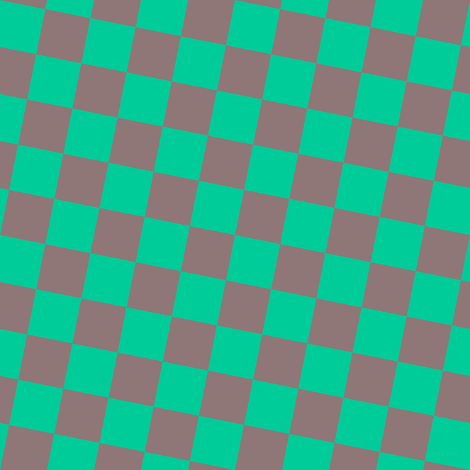 79/169 degree angle diagonal checkered chequered squares checker pattern checkers background, 65 pixel squares size, , Caribbean Green and Bazaar checkers chequered checkered squares seamless tileable
