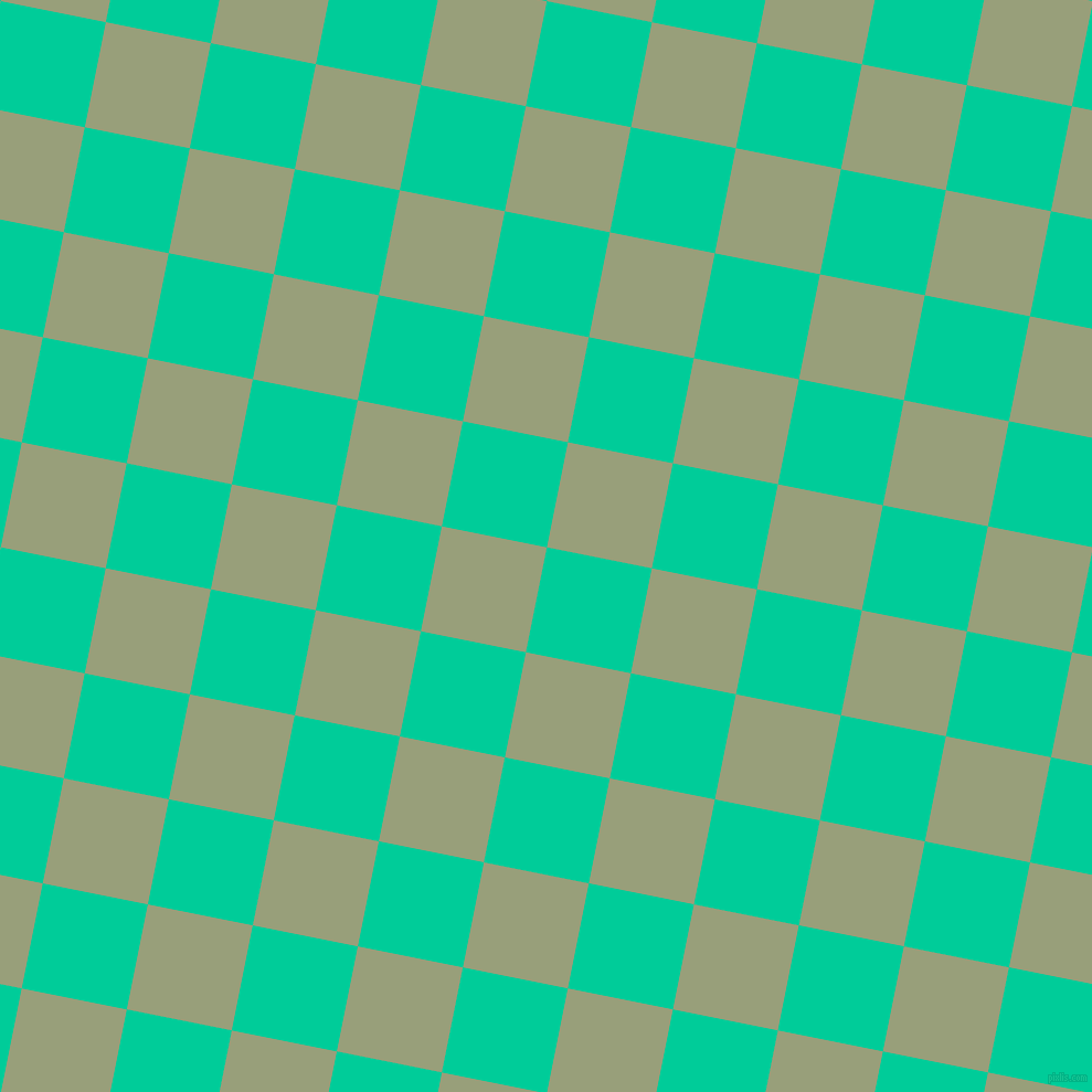 79/169 degree angle diagonal checkered chequered squares checker pattern checkers background, 97 pixel squares size, , Caribbean Green and Sage checkers chequered checkered squares seamless tileable