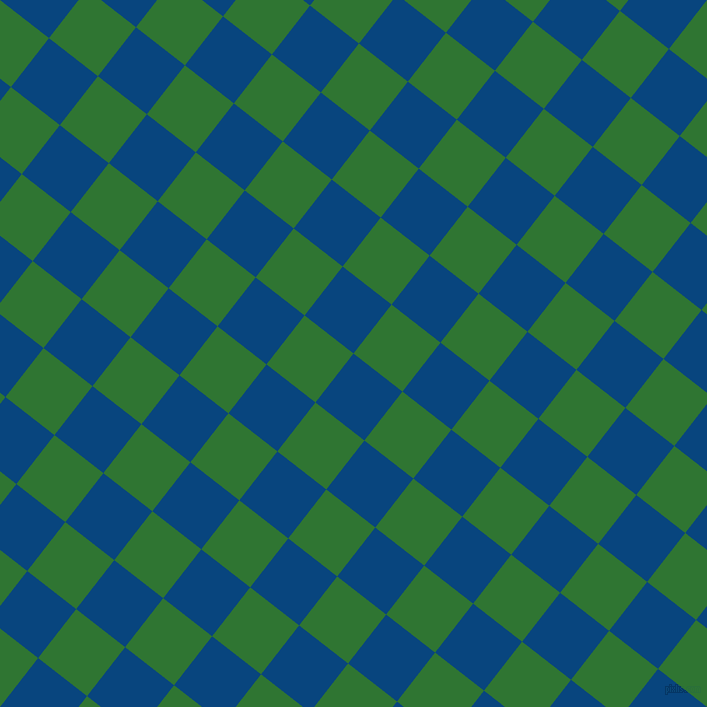 52/142 degree angle diagonal checkered chequered squares checker pattern checkers background, 62 pixel squares size, , Dark Cerulean and Japanese Laurel checkers chequered checkered squares seamless tileable