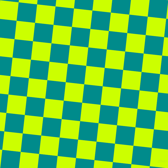 84/174 degree angle diagonal checkered chequered squares checker pattern checkers background, 73 pixel square size, , Dark Cyan and Electric Lime checkers chequered checkered squares seamless tileable