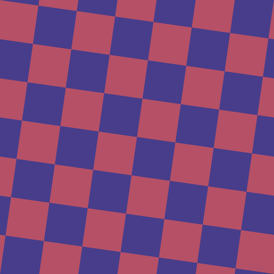 82/172 degree angle diagonal checkered chequered squares checker pattern checkers background, 79 pixel square size, , Dark Slate Blue and Blush checkers chequered checkered squares seamless tileable