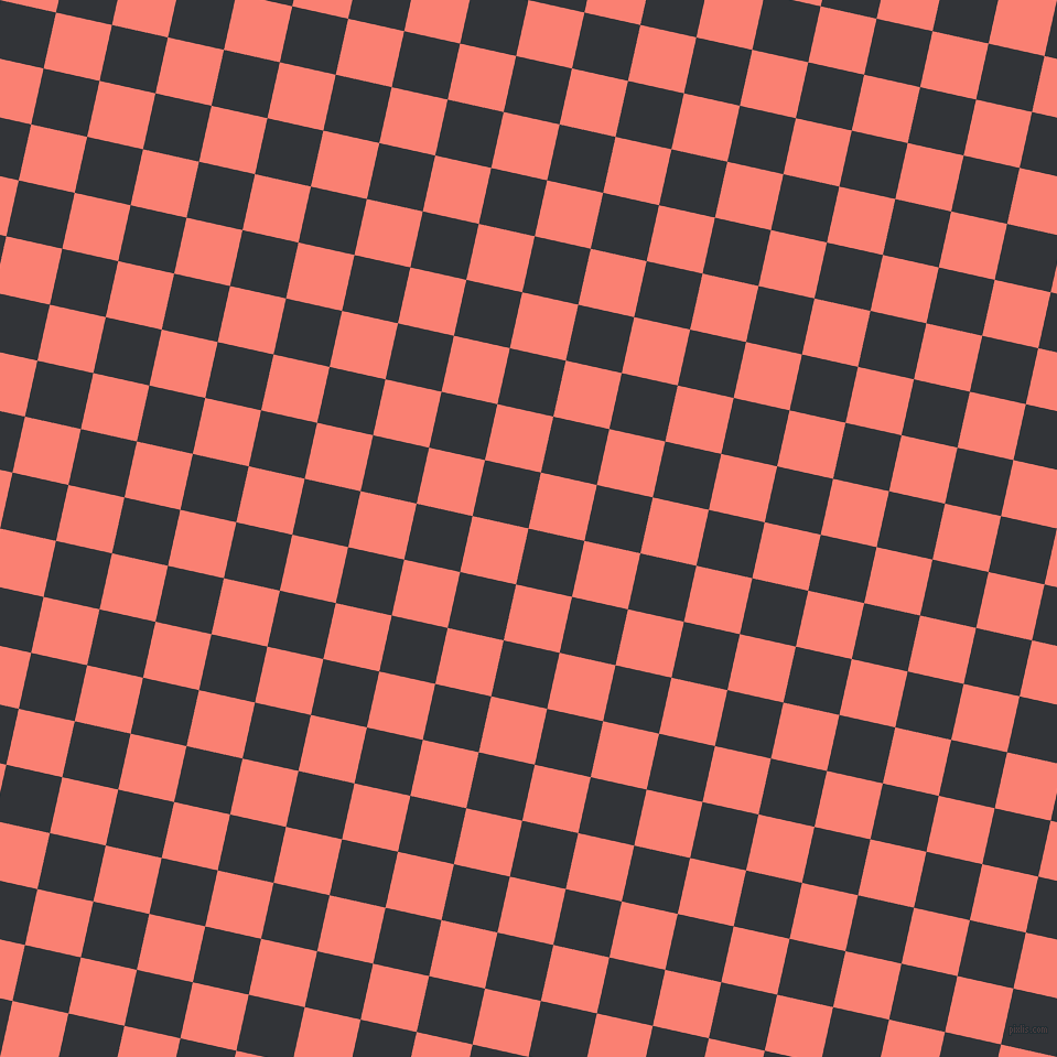 77/167 degree angle diagonal checkered chequered squares checker pattern checkers background, 52 pixel squares size, , Ebony Clay and Salmon checkers chequered checkered squares seamless tileable