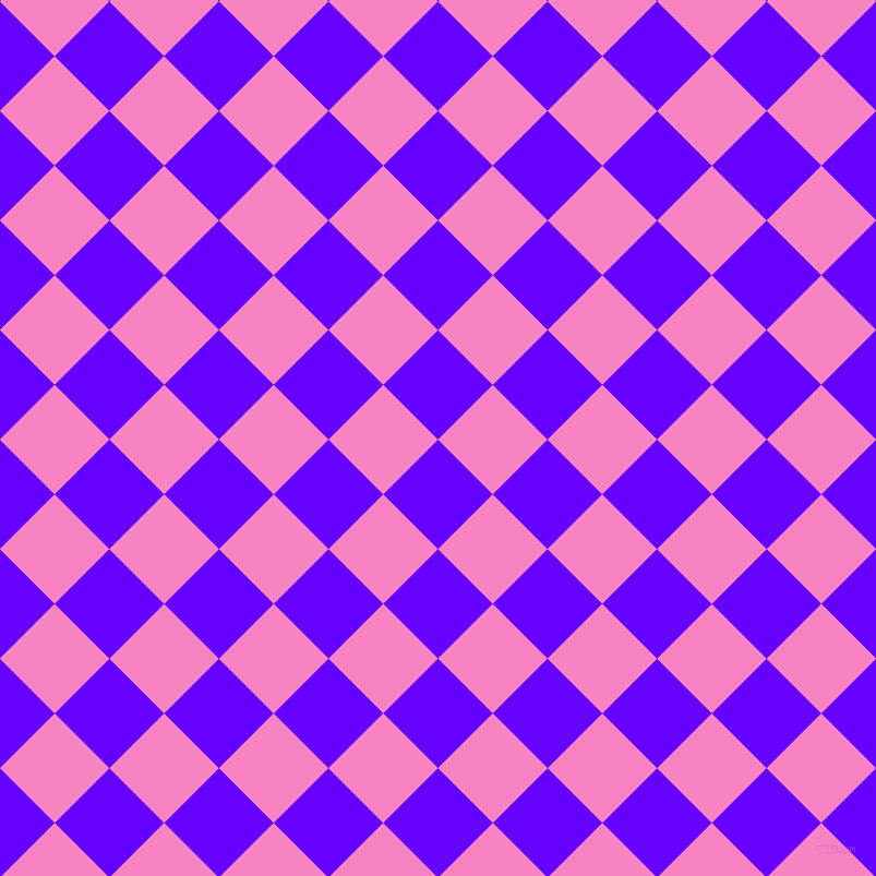 45/135 degree angle diagonal checkered chequered squares checker pattern checkers background, 71 pixel square size, , Electric Indigo and Tea Rose checkers chequered checkered squares seamless tileable