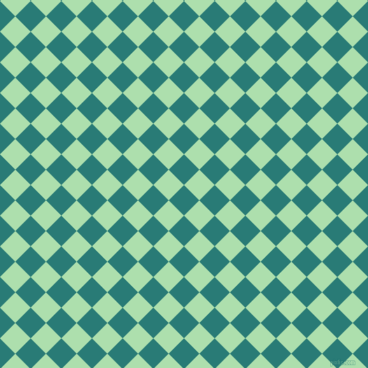 45/135 degree angle diagonal checkered chequered squares checker pattern checkers background, 31 pixel square size, , Elm and Moss Green checkers chequered checkered squares seamless tileable